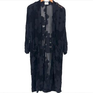 Aritzia Wilfred Black Durante Robe Sheer Floral duster